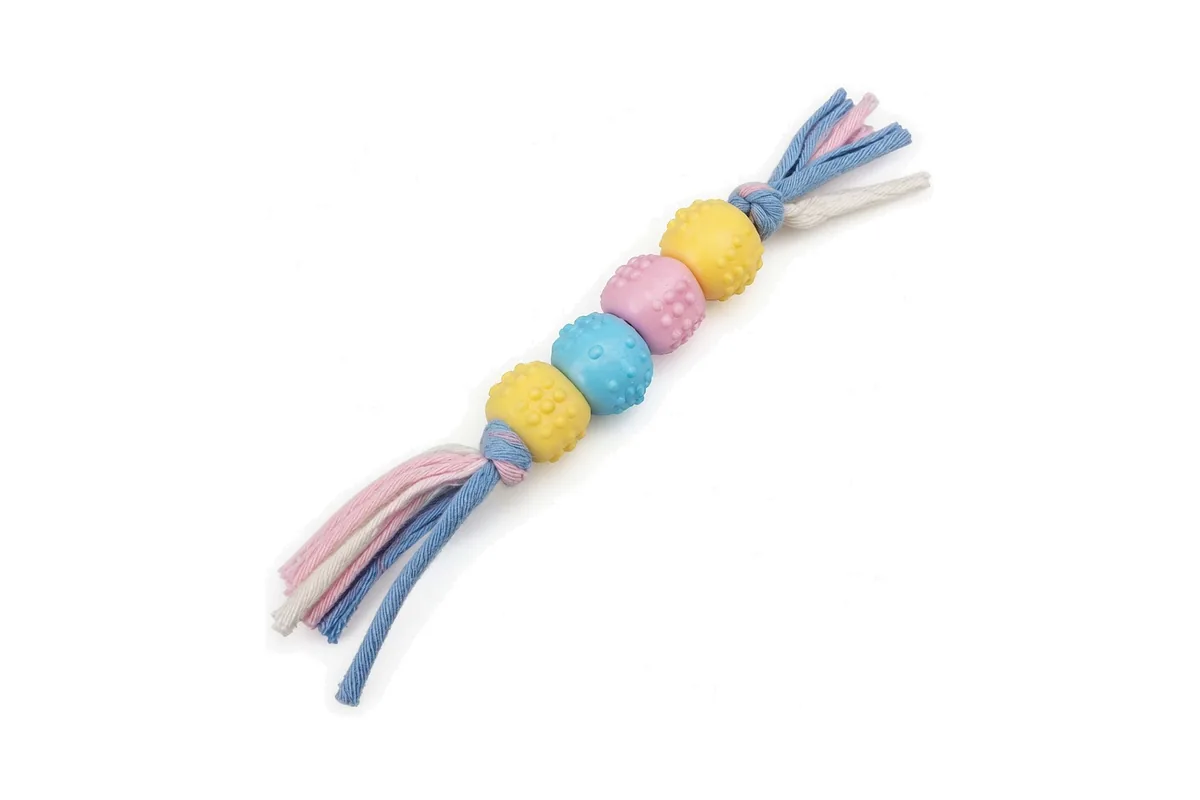 Barre en corde chiot, perles en TPR et corde en coton, sans impression