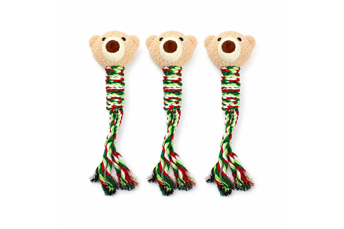 Ours corde long, tête en peluche et corde tressée, sans impression