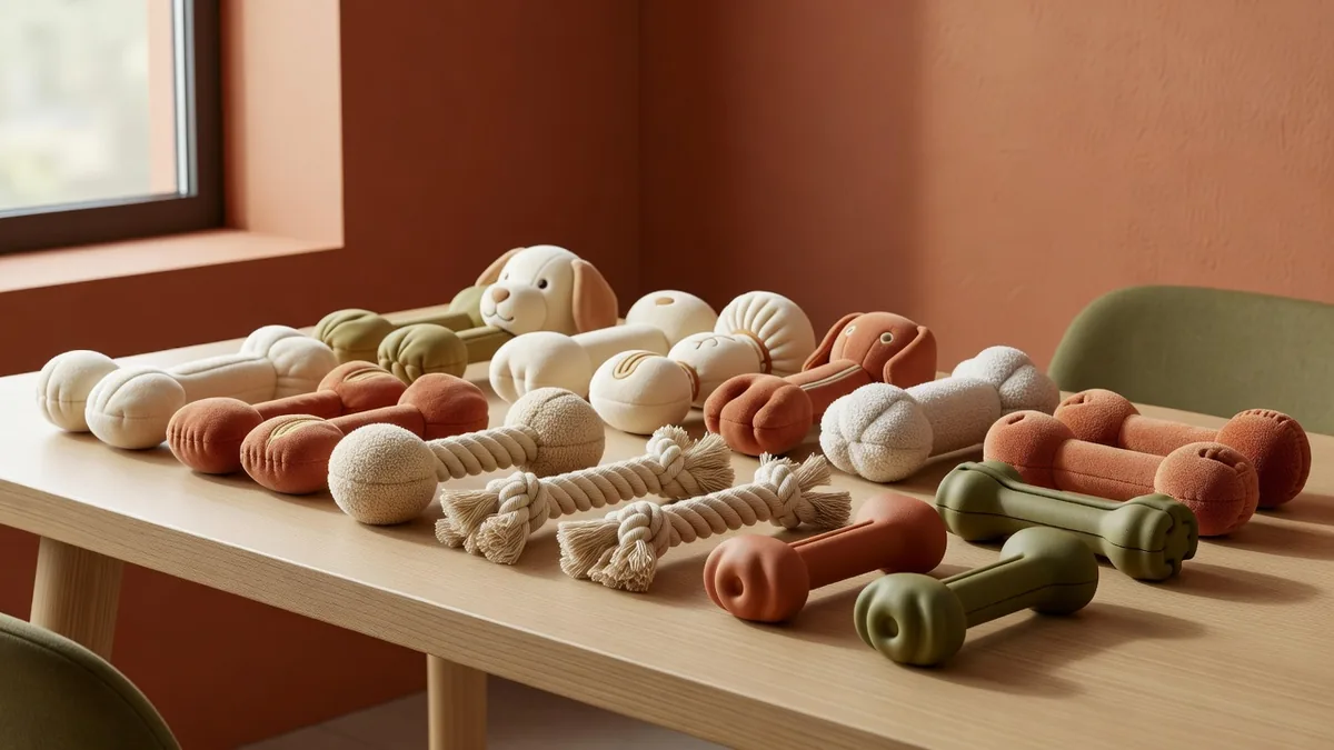 Bureau d’échantillonnage grossiste jouets pour animaux Chine : peluches, cordes et SKU caoutchouc prêts pour une revue d’assortiment B2B