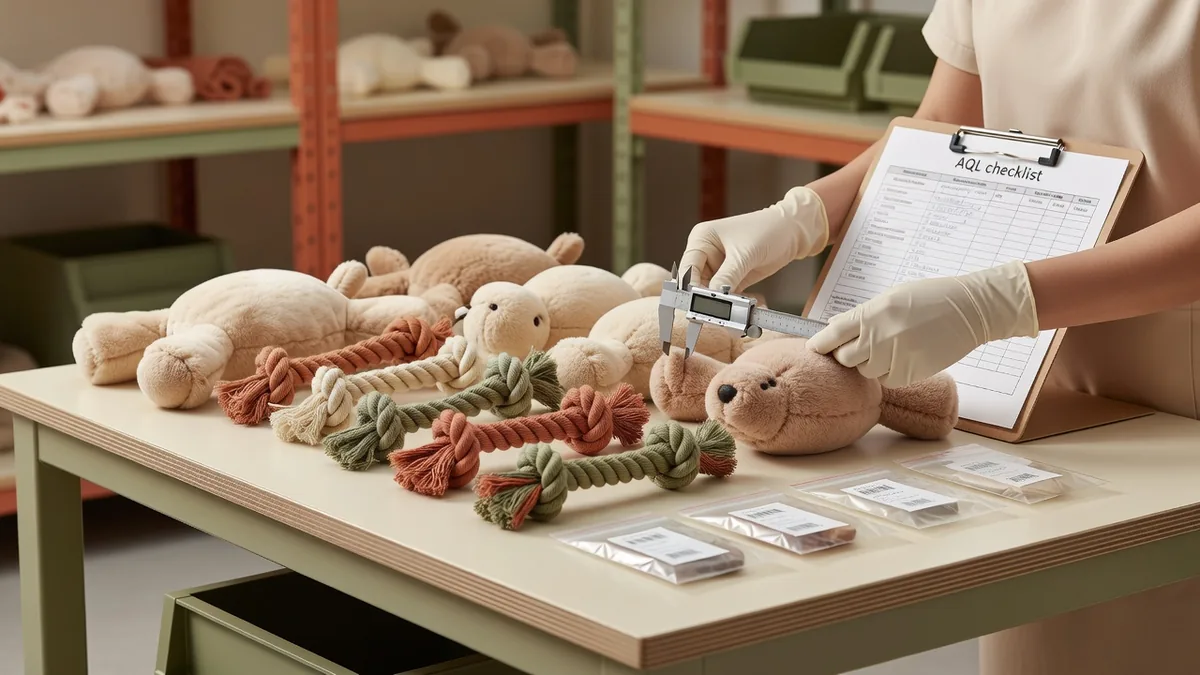 Banc QC contrôlant des jouets pour chiens en peluche et en corde pour une série de production en marque blanche à faible MOQ