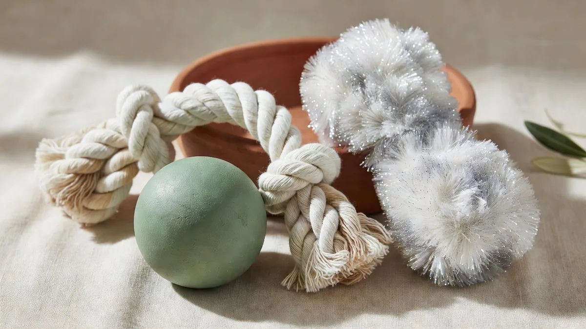 Échantillons de mâchouille TPR, corde coton et peluche cristal comparés avant un brief substances jouet pour animal UE